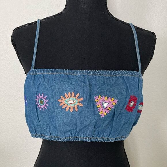 NWT Zara Embroidered Crop Top - Picture 1 of 11